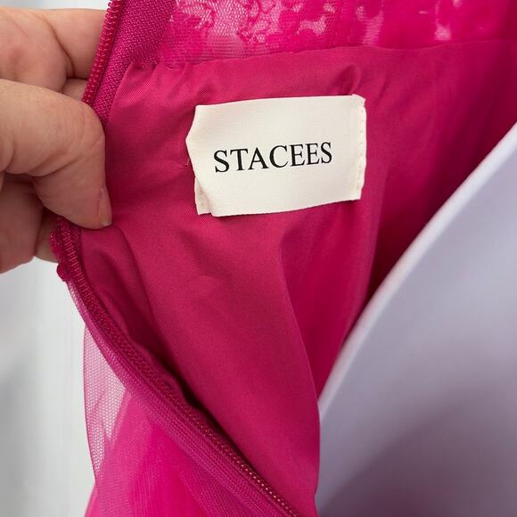 Stacees Lace Tulle Mini Dress Sz 2 Fairy Applique Party HOCO Prom Coquette Party - Picture 10 of 10